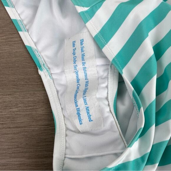 Target Kona Sol Teal&White Stripe V Neck One Piece Swimsuit Sz.XL NWOT - Picture 14 of 16